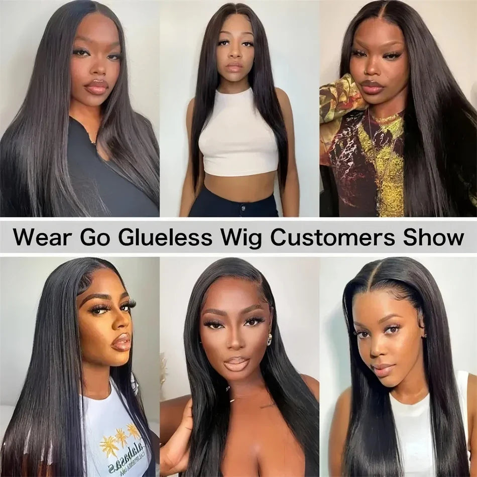 Wear Go Glueless Wig 30 34 Inch Bone Straight 13x6 HD Lace Frontal Wig Human Hair Pre plucked 7x5 Transparent HD Lace Front Wig