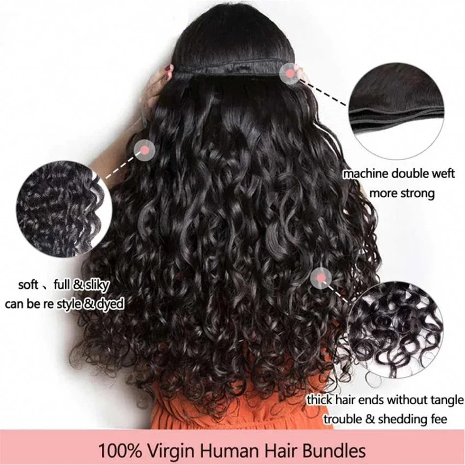 26 28 30 Inch 100% Human Hair Human Hair Deep Wave Curly Bundles 1/3/4 PCS Raw Hair Weave Bundle Human Hair Weave Bundle Curl