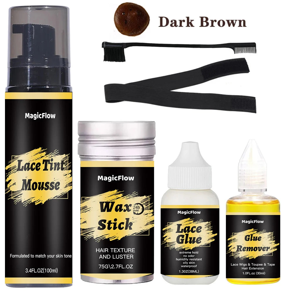 Wig Installation Kit Set Hair Tint Mousse Hair Wax Stick Lace Tint Mousse Waterproof Invisible Lace Wig Glue For Lace Front Wig