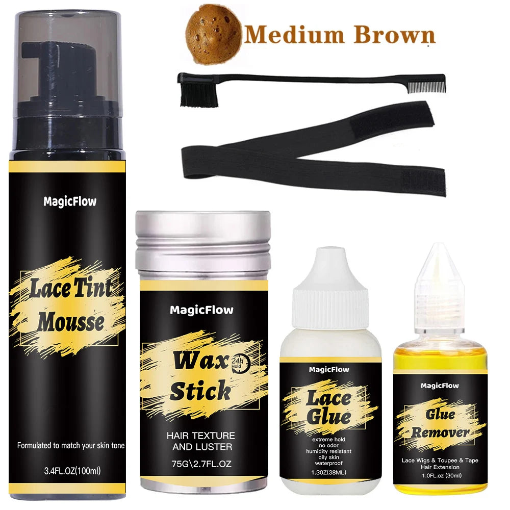 Wig Installation Kit Set Hair Tint Mousse Hair Wax Stick Lace Tint Mousse Waterproof Invisible Lace Wig Glue For Lace Front Wig