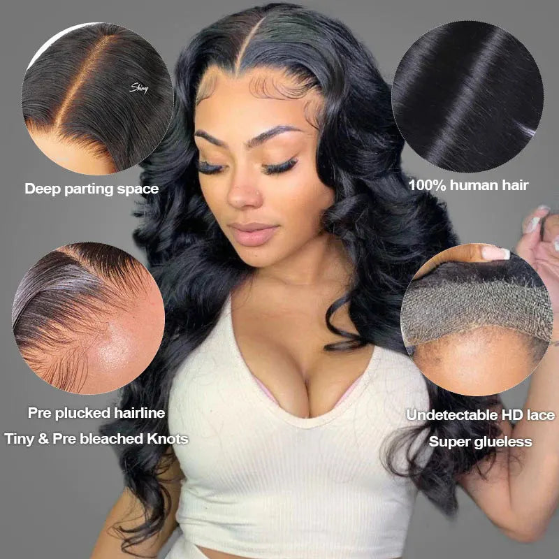 Brazilian Body Wave Transparent Lace Frontal Wig Body Wavy Lace Front Human Hair Wigs For Women Wet And Wavy Closure Wigs 180%