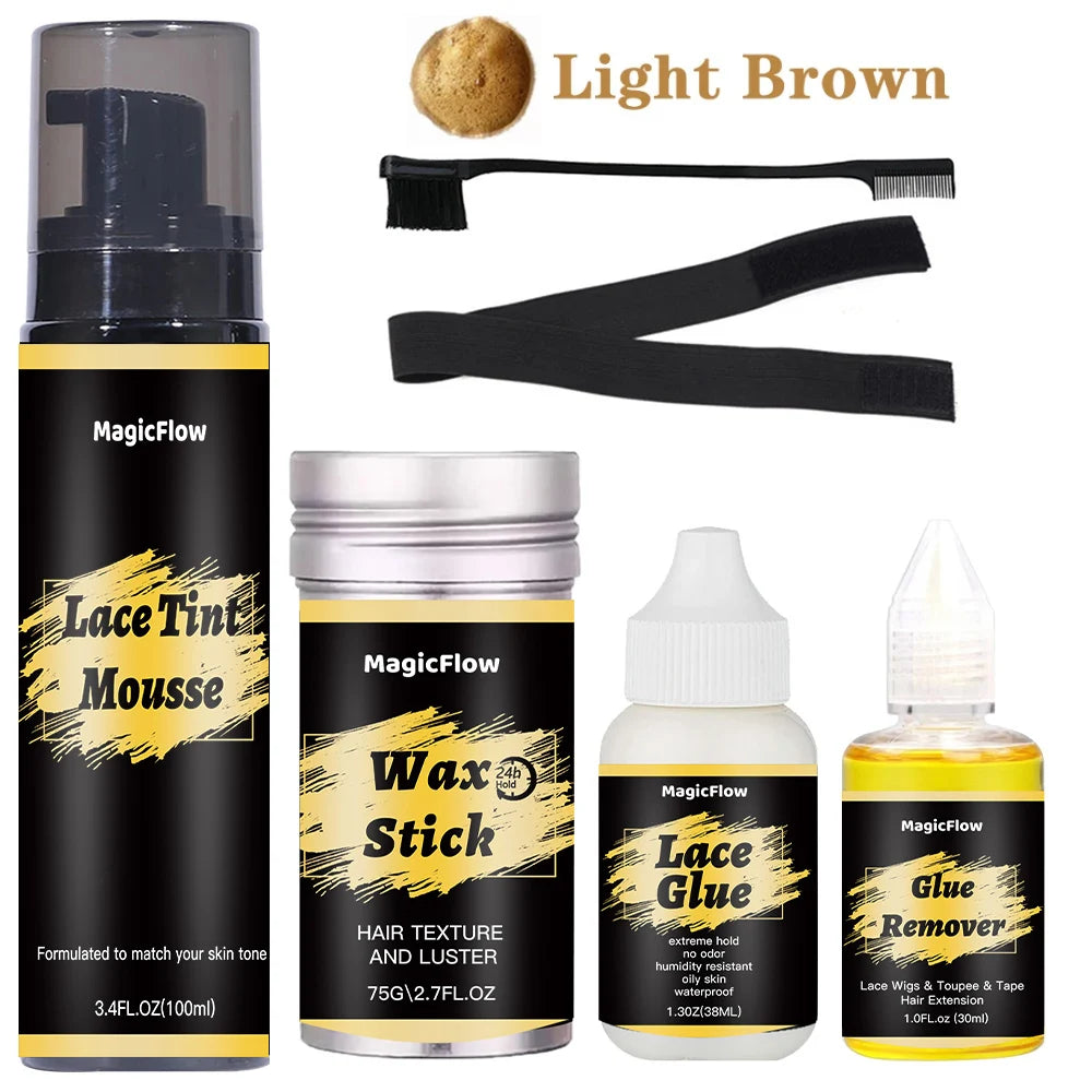 Wig Installation Kit Set Hair Tint Mousse Hair Wax Stick Lace Tint Mousse Waterproof Invisible Lace Wig Glue For Lace Front Wig