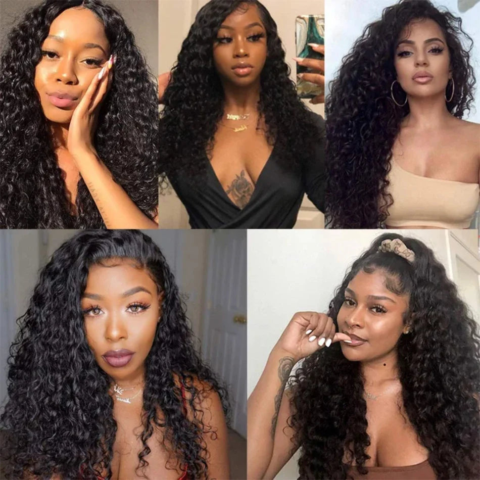 26 28 30 Inch 100% Human Hair Human Hair Deep Wave Curly Bundles 1/3/4 PCS Raw Hair Weave Bundle Human Hair Weave Bundle Curl