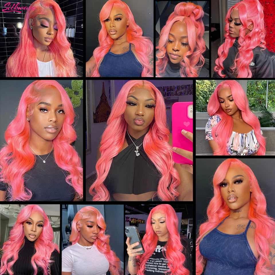 Light Pink Lace Front Wigs Human Hair Body Wave Frontal Wig For Women 13x4 13x6 Hd Transparent Preplucked 613 Colored Pink Wig